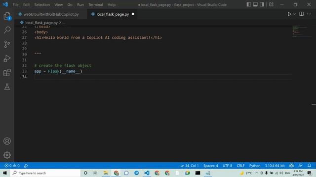 creating a simple web page for flask using github copilot смотреть онлайн