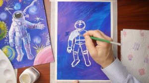 КОСМОНАВТ//Как нарисовать//Гуашь