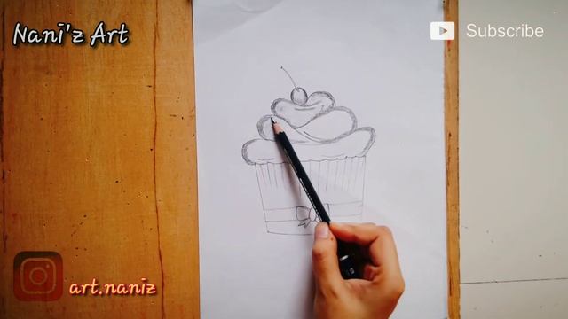 How To Draw A Cup Cake Sketch | Easy To Draw | For Beginners | Made By | Nani'z Art смотреть онлайн