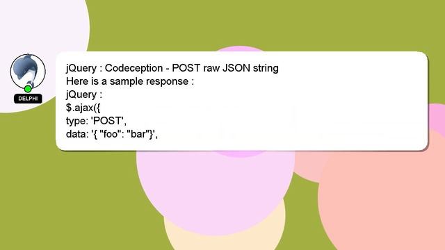 jQuery : Codeception - POST raw JSON string смотреть онлайн