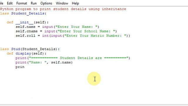 Python program to print student details using inheritance смотреть онлайн