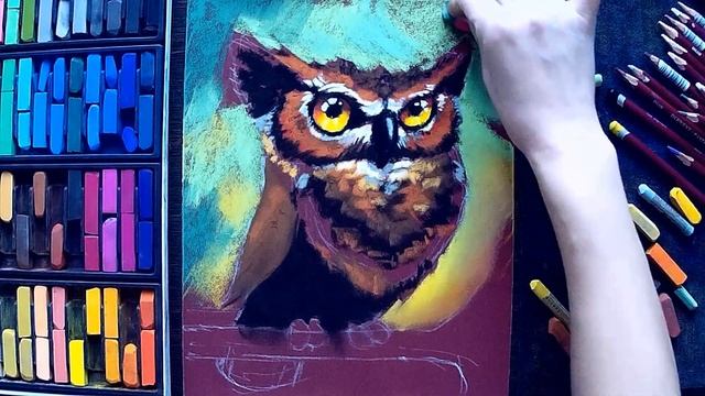 Как нарисовать сову пастелью на наждачной бумаге./How to draw an owl in pastel on sandpaper.