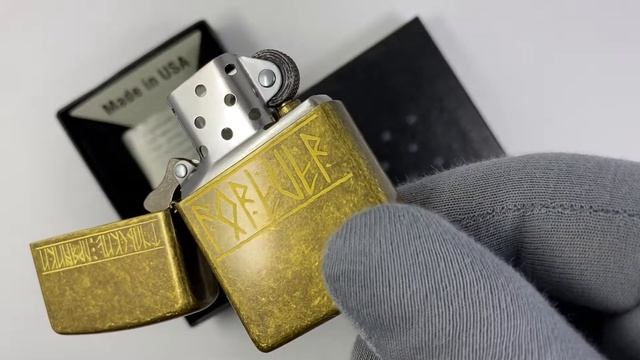 201FB Сustom Зажигалка Zippo Antique Brass смотреть онлайн