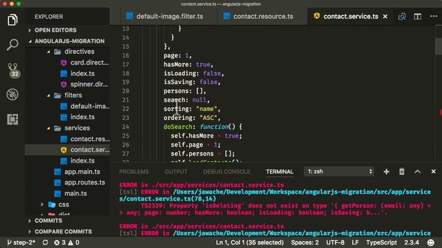 EP 4.4 - AngularJS Migration / Step 2 - TypeScript & WebPack / Fixing Errors смотреть онлайн