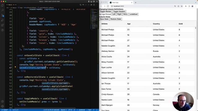 Configuring data grid columns using React state and AG Grid API смотреть онлайн