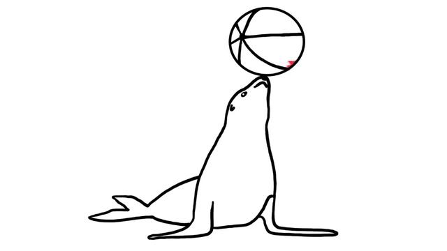 How to draw a seal with a ball. смотреть онлайн
