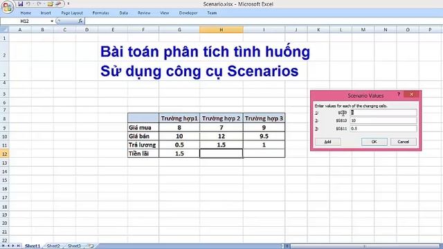 Bài toán phân tích tình huống Sử dụng công cụ Scenarios excel смотреть онлайн