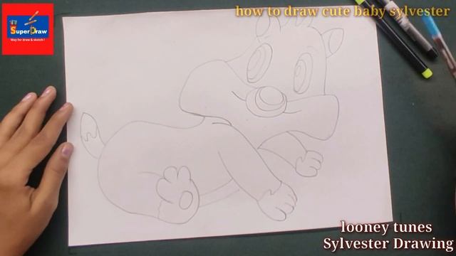 easy Sylester drawing | How to draw Sylester step by step - looney toons sylester Drawing Colourin смотреть онлайн