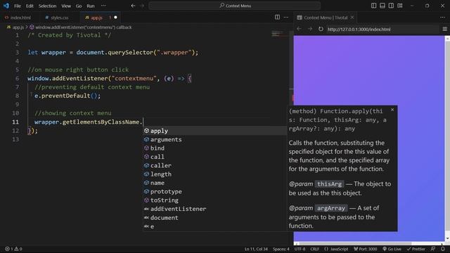 Custom Context Menu in HTML CSS and JavaScript смотреть онлайн