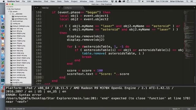 Solar2D - Corona SDK Step-by-Step: Building a space game: Part 2c Handling Collisions & Game Loop смотреть онлайн