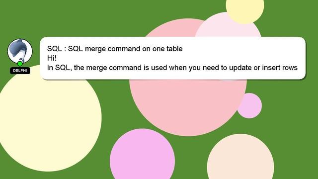 SQL : SQL merge command on one table смотреть онлайн