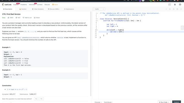 Leetcode - First Bad Version смотреть онлайн