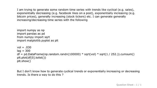 Pandas : Python: Generate random time series data with trends (e.g. cyclical, exponentially decayin смотреть онлайн