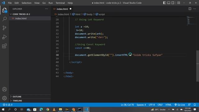 JavaScript Variable using innerHTML ,Operators and Data Types in Hindi Part 2 смотреть онлайн