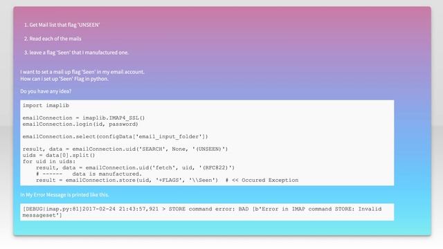 In Python 3.4.3, How to send flag 'Seen' with IMAP protocol смотреть онлайн