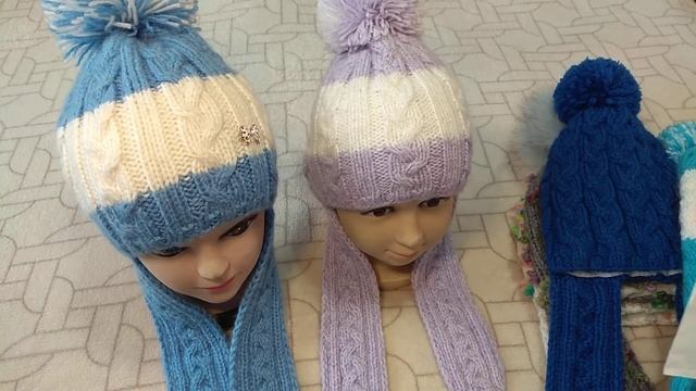 Зимние шапочки для девочек. Шапочки с длинными ушками. Обзор. смотреть онлайн