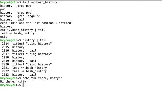 using 'history' to retrieve prior commands смотреть онлайн