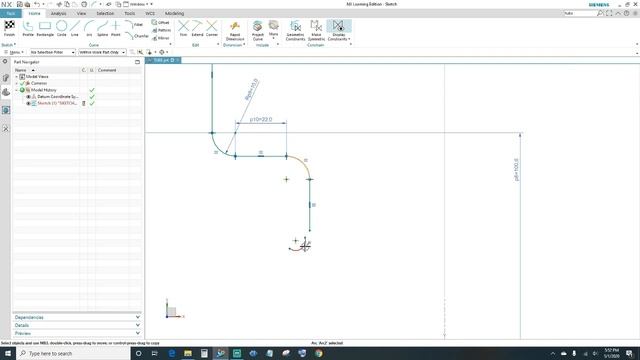 Siemens NX Tutorial - Tube Feature 3D Modeling using Sketch смотреть онлайн
