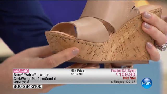 Born "Adria" Leather Cork Wedge Platform Sandal смотреть онлайн