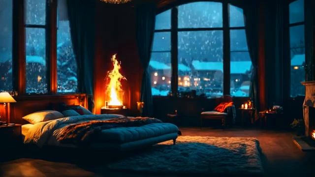 ?10 hours cozy winter cabin with fireplace | Blizzard sounds, you need peace of mind, take a break смотреть онлайн