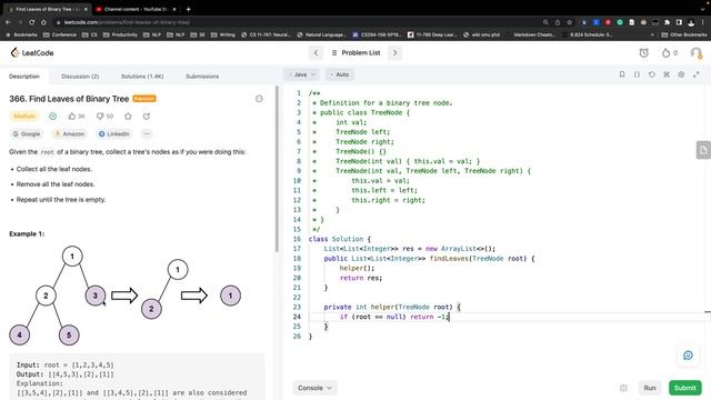 [English] LeetCode 366. Find Leaves of Binary Tree смотреть онлайн
