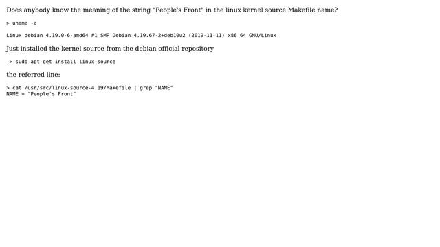 Unix & Linux: linux kernel Makefile name="People's Front" смотреть онлайн