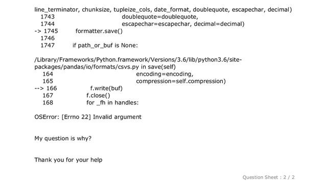 Pandas : Python pandas to_csv causes OSError: [Errno 22] Invalid argument смотреть онлайн