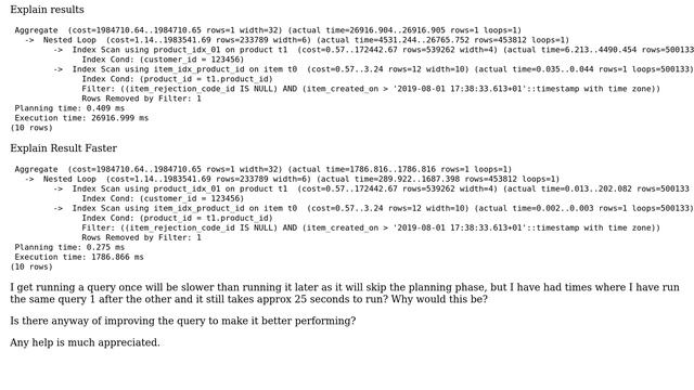 Postgres SELECT query produces exact same explain analyze results but different execution times... смотреть онлайн