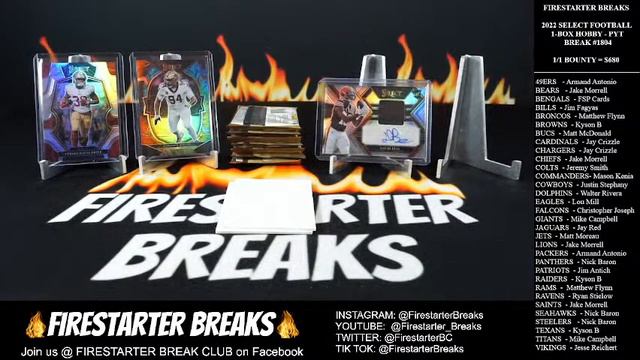 FIRESTARTER BREAKS - 2022 Select Football Hobby PYT - BREAK #1804 смотреть онлайн