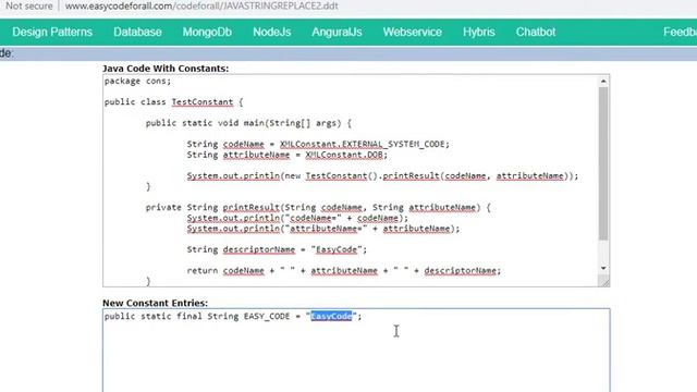 Hardcoded string replacement with constant in Java code; String constant; www.easycodeforall.com . смотреть онлайн