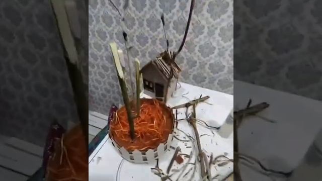 Подделки на осень, из ветки, домик на дереве,своими руками. осенние подделки. работа для детей. иде смотреть онлайн