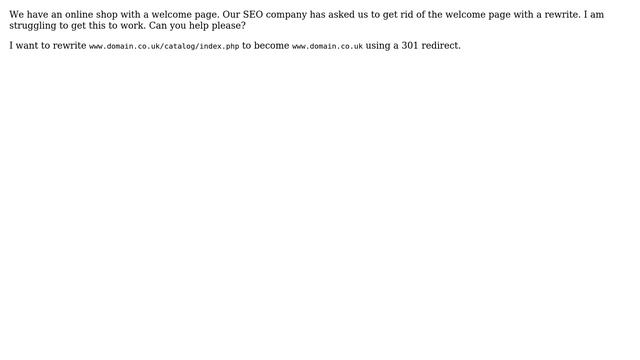 Webmasters: Rewrite catalog/index.php to www.domain.co.uk смотреть онлайн