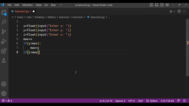 Practice Python : Basic Exercises for Beginners # 005 - Max of 3 numbers смотреть онлайн