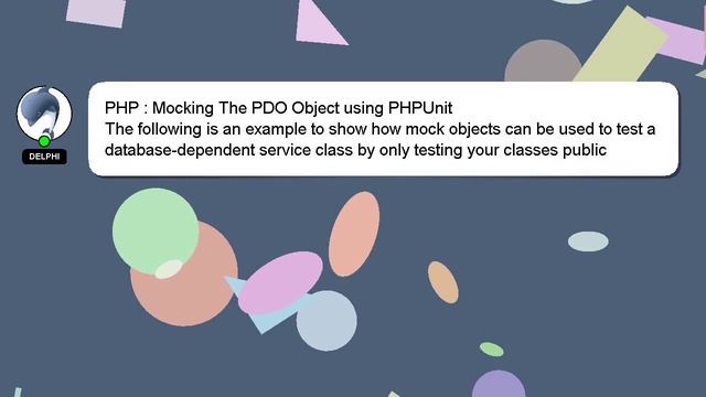 PHP : Mocking The PDO Object using PHPUnit смотреть онлайн