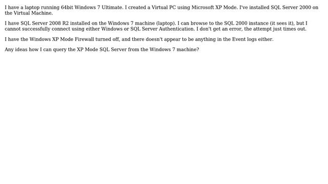 Accessing SQL Server in Windows XP Mode Virtual Pc смотреть онлайн