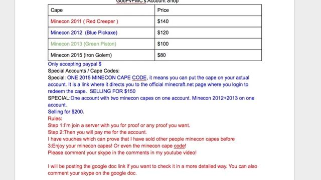 (SELLING) MINECRAFT MINECON CAPES SHOP смотреть онлайн