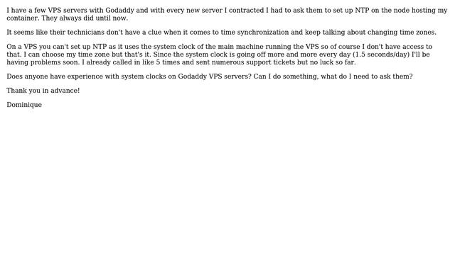 DevOps & SysAdmins: Godaddy fails to properly configure NTP on their node server hosting my VPS смотреть онлайн