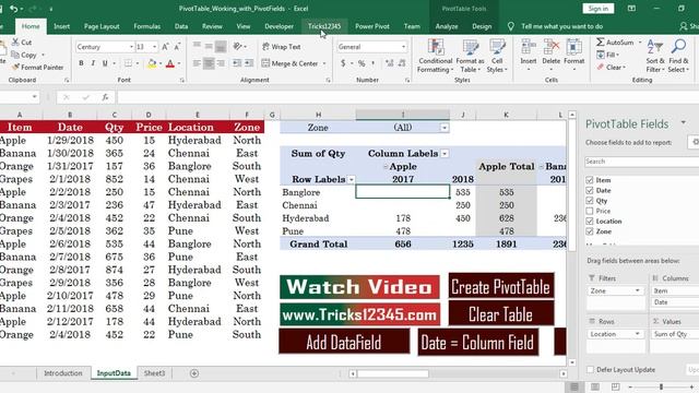 Excel VBA Macros: PivotTable Working with PivotFields || Pivot tables in Excel смотреть онлайн