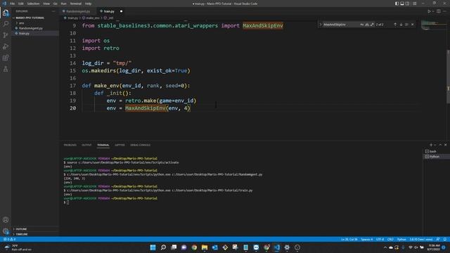 Python Reinforcement Learning using Stable baselines. Mario PPO смотреть онлайн