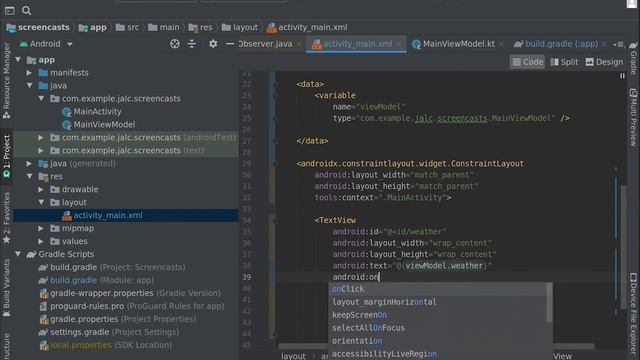 Android Data Binding setup and first layout expressions (Screencast #4) смотреть онлайн