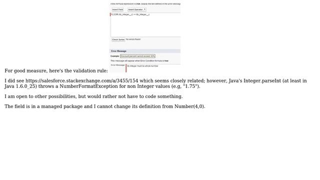 Salesforce: How do I run an integer validation rule against a Number(x, 0) field? смотреть онлайн