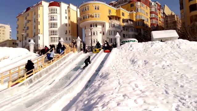 Катание с горки на речке, Астана 19.02.17 смотреть онлайн
