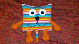 Кот подушка. Связана крючком. Символ 2023 года. Легко, просто, оригинально. Отличный подарок!