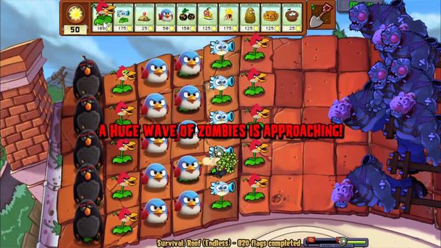 Plants vs. Zombies Angry Birds: Peashooter RED on the ROOF Vs All 99999 Zombies Pig Survival Day. смотреть онлайн