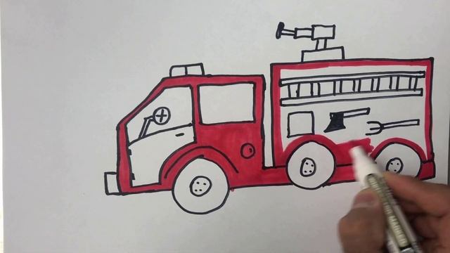 How to draw a FIRE CAR easy for kids | Как нарисовать ПОЖАРНУЮ МАШИНУ легко и просто детям смотреть онлайн