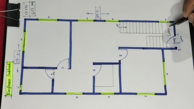 19 x 35 house plan design II 19 x 35 ghar ka naksha II 665 sqft house design смотреть онлайн