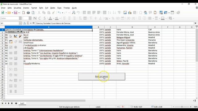 Assignació d'una macro a un botó al Libreoffice Calc смотреть онлайн