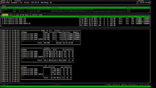 Майнинг NEXA+ZIL на Rigel miner в Windows и Hive OS