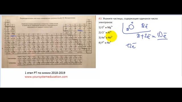 Тесты по химии. Число электронов. А3 РТ 18-19 этап 1 смотреть онлайн