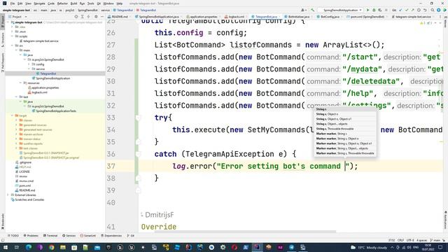 Простой Telegram бот на Java и Spring Boot- Создаем главное меню бота смотреть онлайн